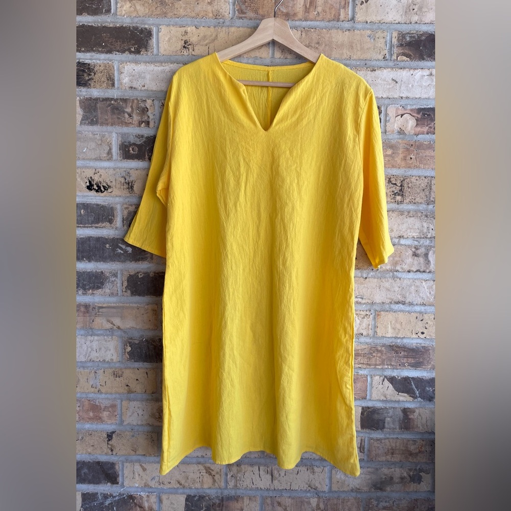 5 for $25🔥Solid Yellow Quarter Sleeve Dress XXL